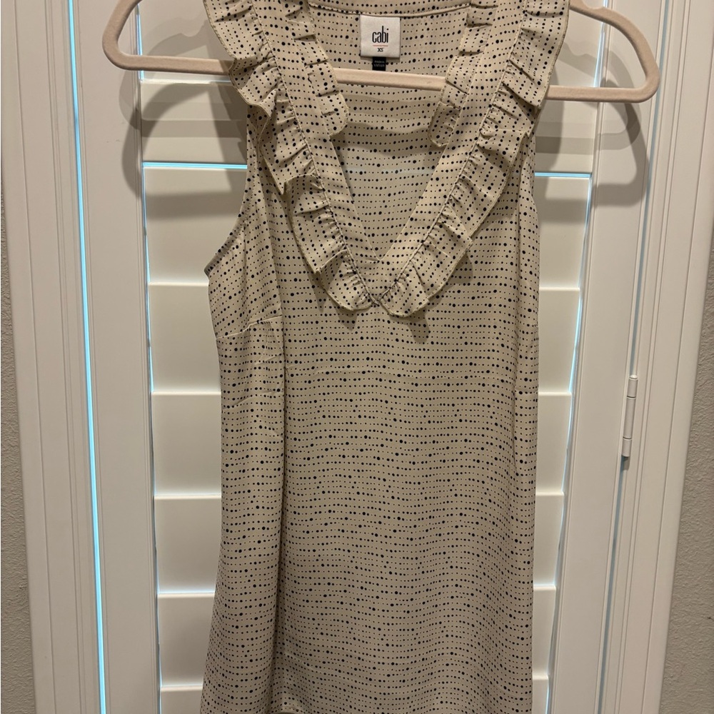 CAbi Polka Dot Ruffle Blouse
